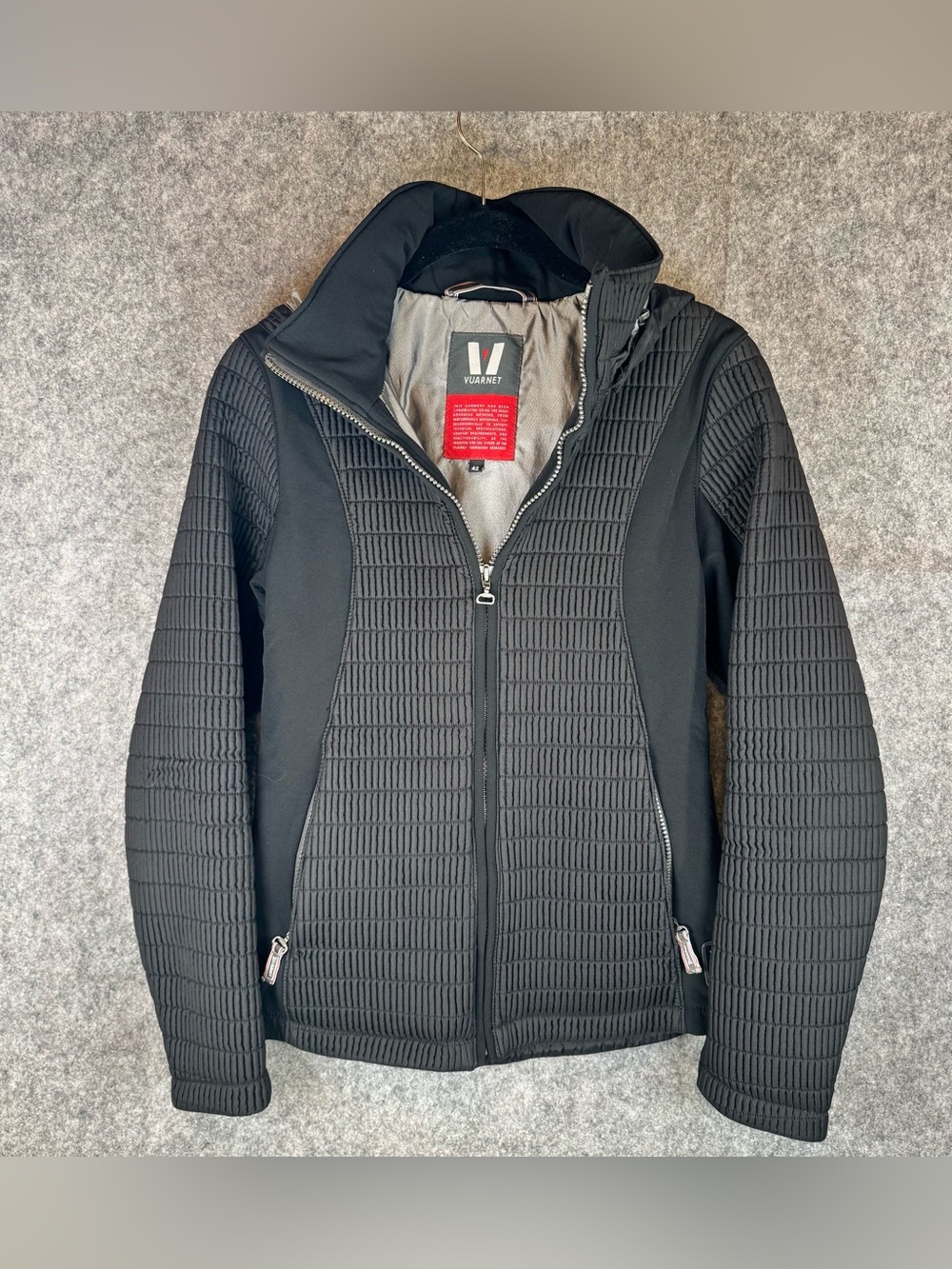 Vuarnet Black Hooded Quilted Technical Jacket – Size 42 EU (US size 6)